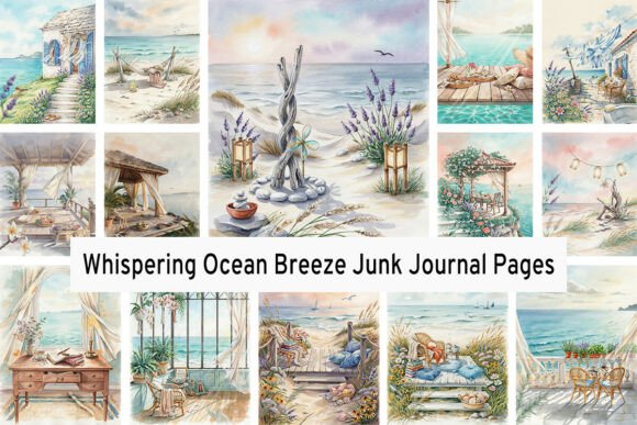 Download Whispering Ocean Breeze Junk Journal Kit - Junk journal Collection