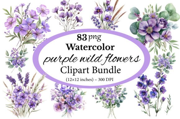Download Watercolor Purple Wild Flowers Clipart - Wild flowers clipart Collection