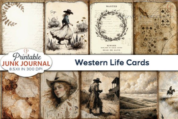 Download Western Life Cards Junk Journal Pages - Junk journal Collection