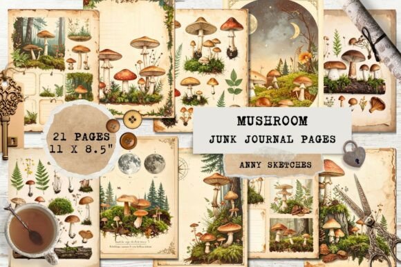 Download 21 Vintage Mushroom Forest Junk Journal - Junk journal Collection