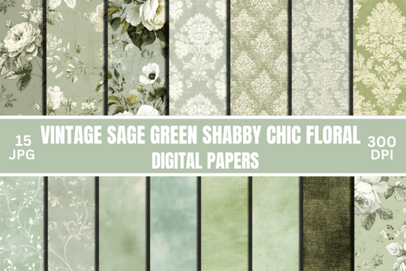 Download Sage Green Junk Journal Floral Patterns - Junk journal Collection