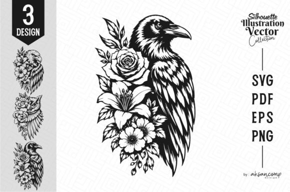 Download Floral Bird Silhouette SVG - Floral bird Collection