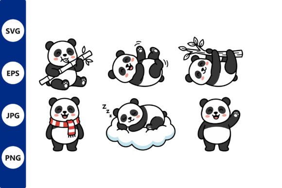 Download Playful Panda Cartoon Sticker Set with - Cartoon Collection