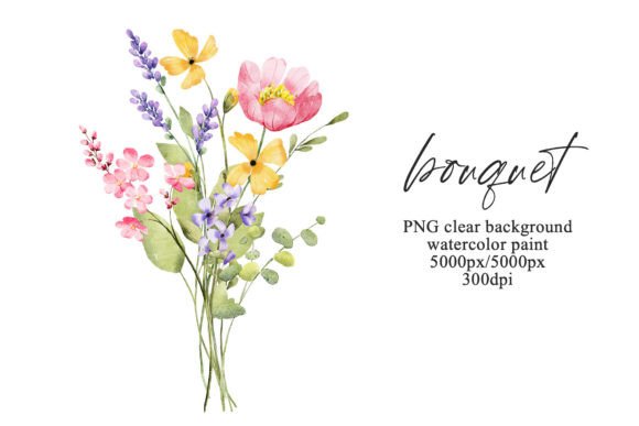 Download Watercolor Wild Flowers Clipart Bouquet. - Wild flowers clipart Collection
