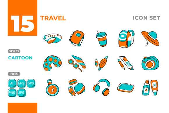 Download Travel Icon Set (Cartoon Style) #01 - Cartoon Collection