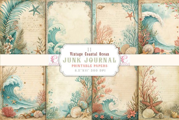 Download Vintage Coastal Ocean Junk Journal Pages - Junk journal Collection