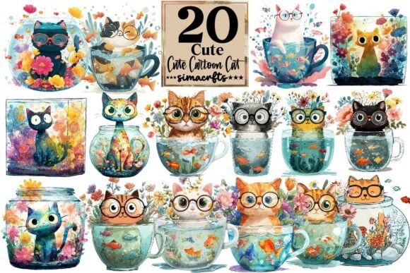 Download Cute Cartoon Cat PNG Clipart - Cartoon Collection
