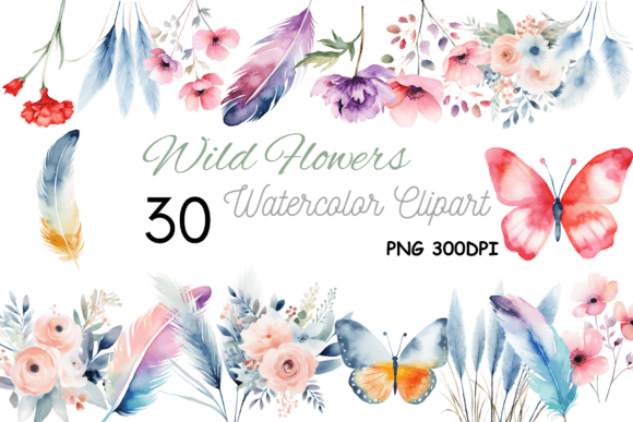Download Watercolor Wild Floral Clipart - Wild floral clipart Collection